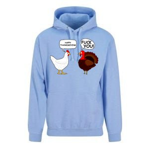 Funny Happy Thanksgiving Chicken Vs Turkey Unisex Surf Hoodie