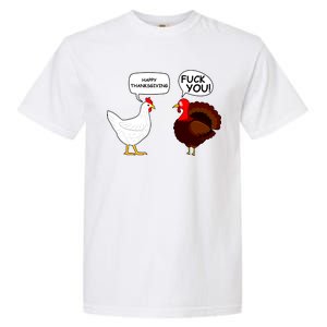 Funny Happy Thanksgiving Chicken Vs Turkey Garment-Dyed Heavyweight T-Shirt