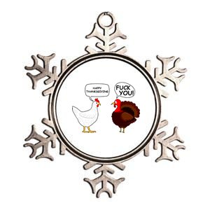 Funny Happy Thanksgiving Chicken Vs Turkey Metallic Star Ornament