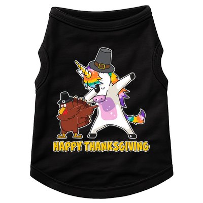 Funny Happy Thanksgiving Dabbing Turkey and Unicorn Doggie Tank