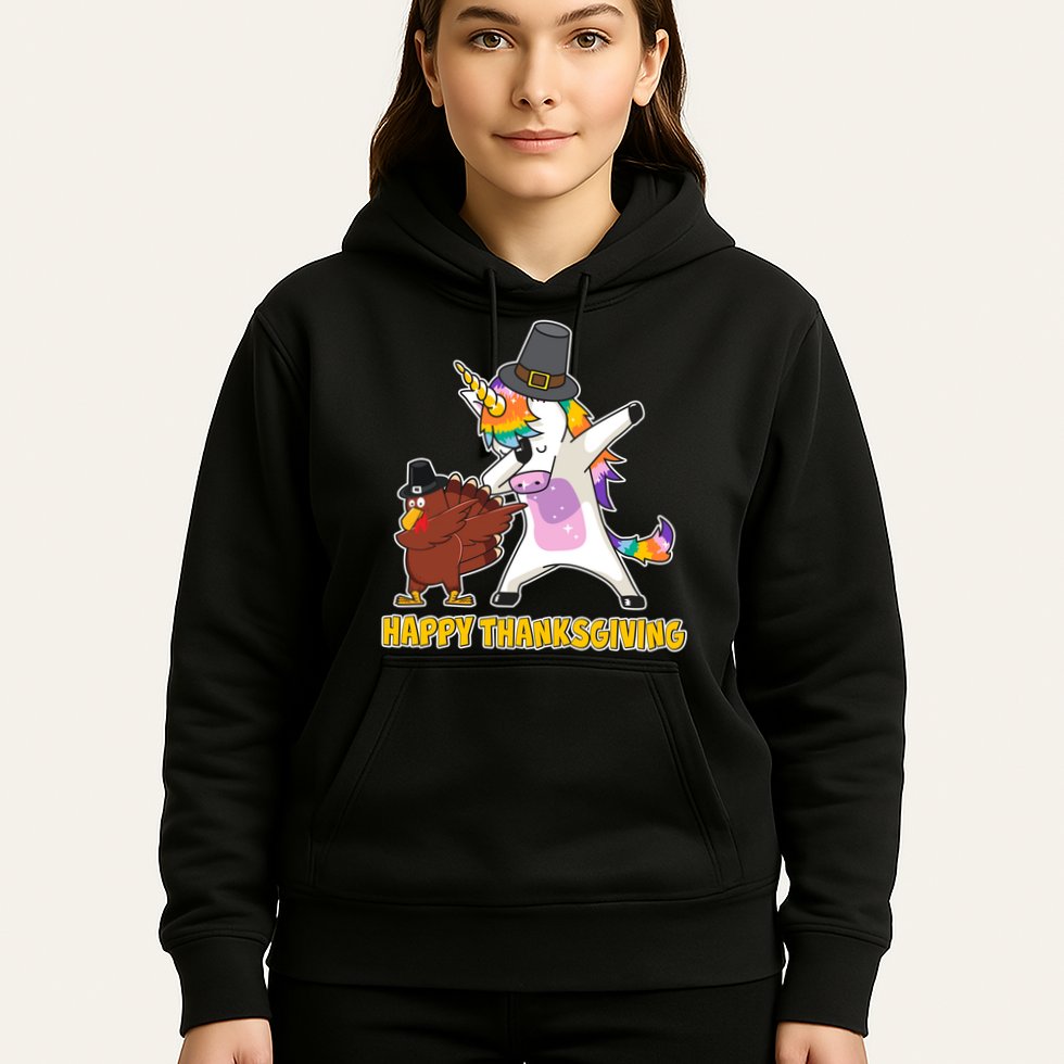Funny Happy Thanksgiving Dabbing Turkey and Unicorn Hoodie