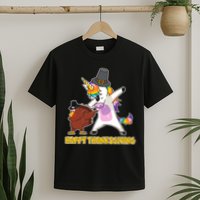 Funny Happy Thanksgiving Dabbing Turkey and Unicorn T-Shirt