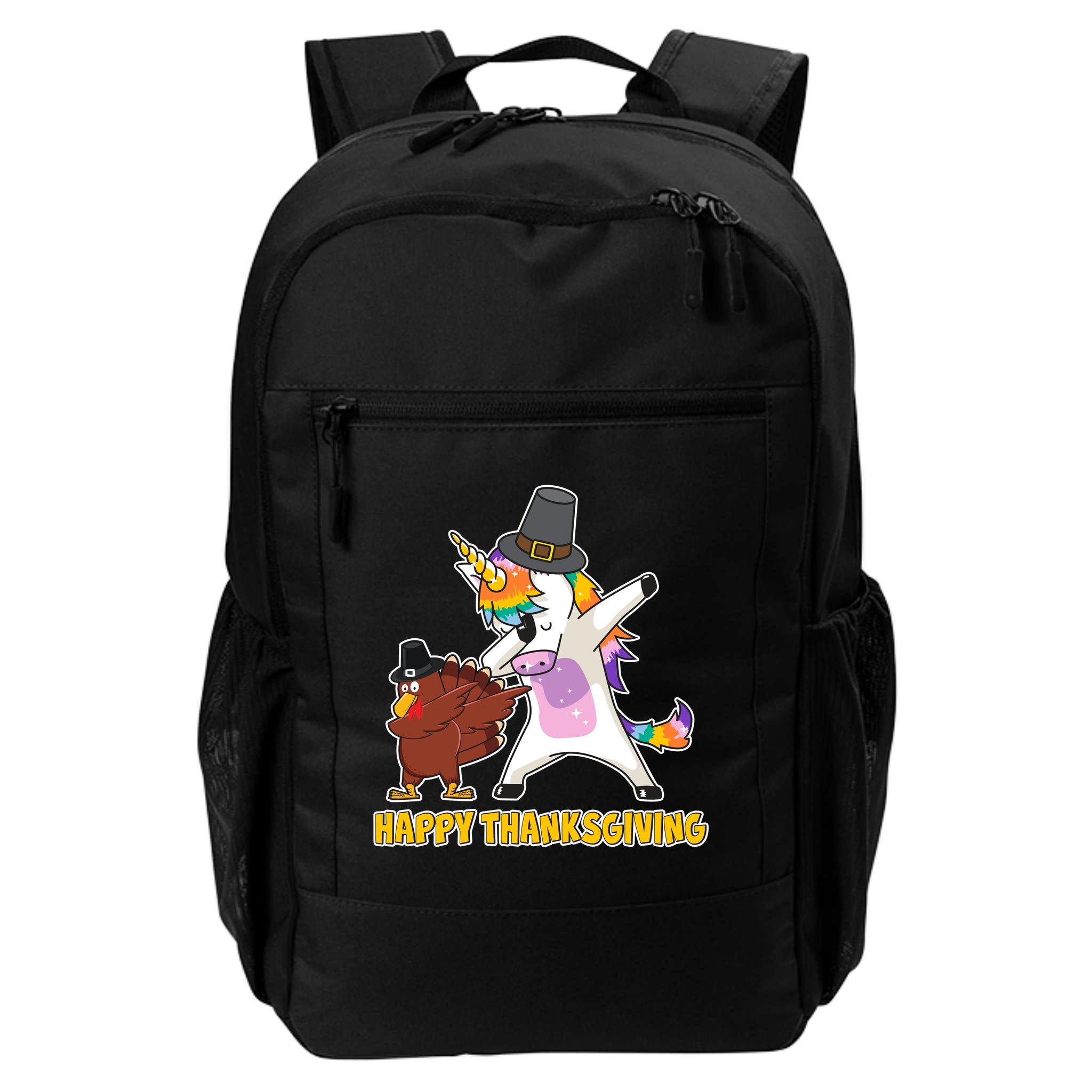 Funny Happy Thanksgiving Dabbing Turkey and Unicorn Backpack