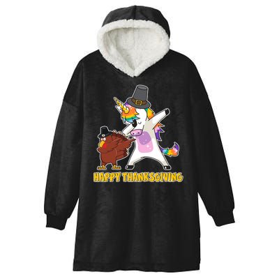 Funny Happy Thanksgiving Dabbing Turkey and Unicorn Hooded Wearable Blanket