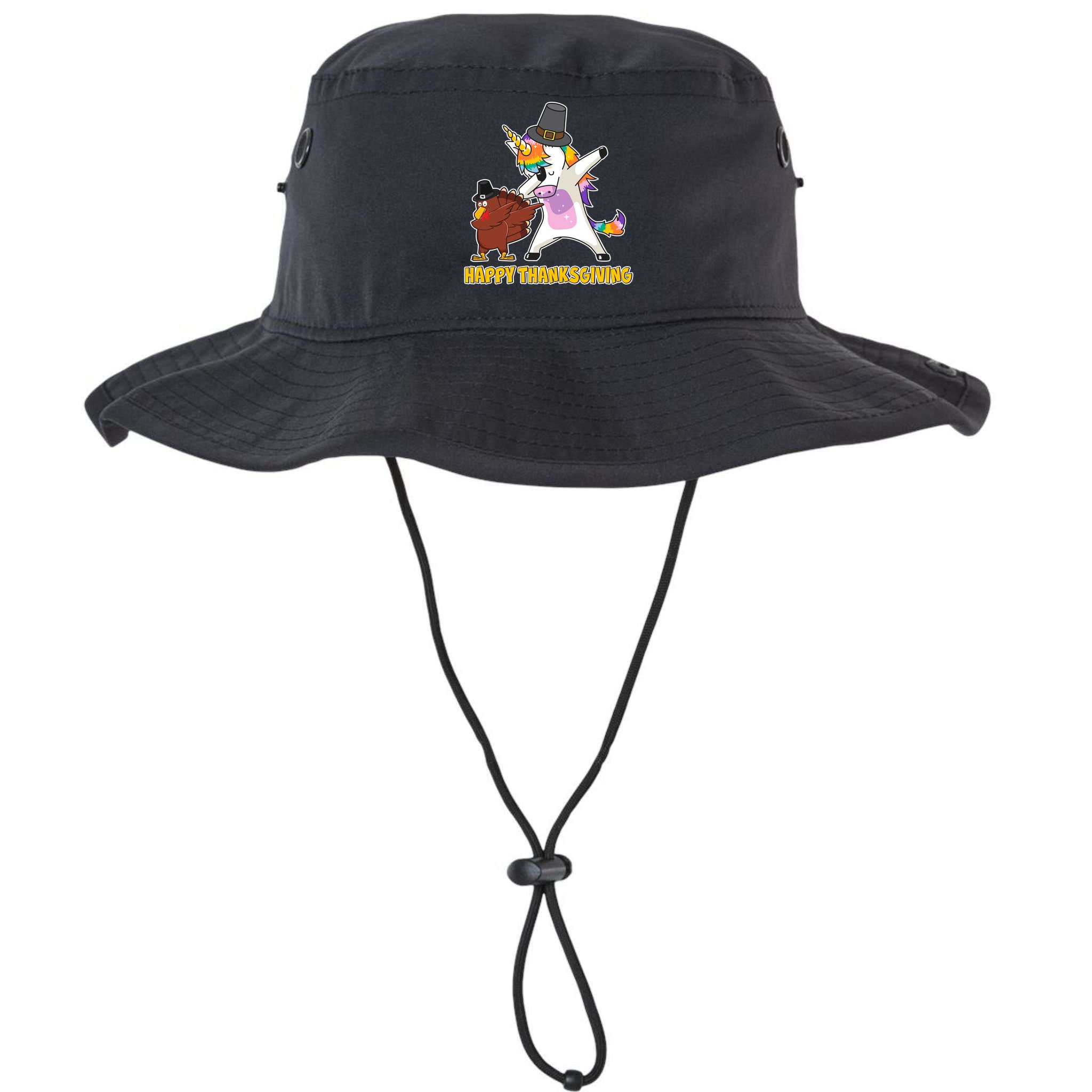 Funny Happy Thanksgiving Dabbing Turkey and Unicorn Bucket Hat