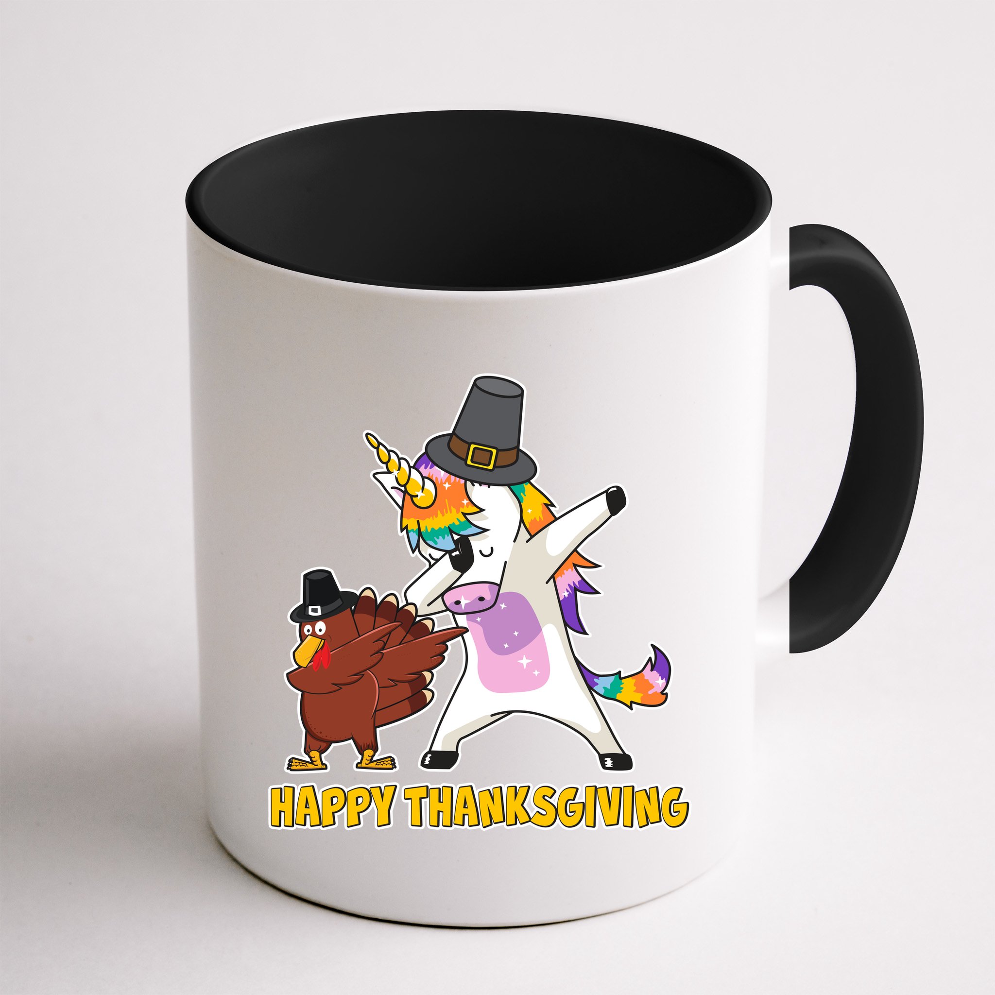 Funny Happy Thanksgiving Dabbing Turkey and Unicorn Mug