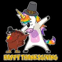 Funny Happy Thanksgiving Dabbing Turkey and Unicorn Flatbill Hat
