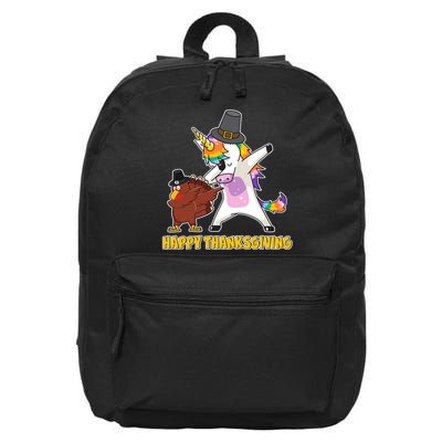 Funny Happy Thanksgiving Dabbing Turkey and Unicorn 16 in Basic Backpack