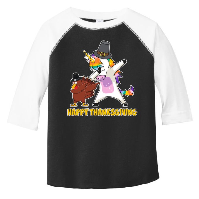 Funny Happy Thanksgiving Dabbing Turkey and Unicorn Toddler Fine Jersey T-Shirt