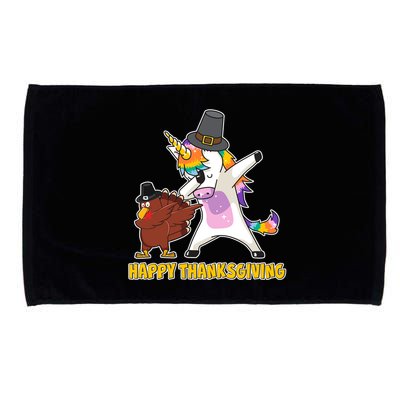Funny Happy Thanksgiving Dabbing Turkey and Unicorn Microfiber Hand Towel