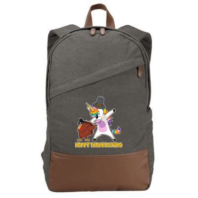 Funny Happy Thanksgiving Dabbing Turkey and Unicorn Cotton Canvas Backpack