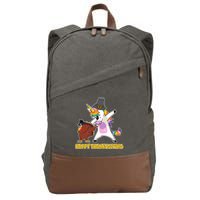 Funny Happy Thanksgiving Dabbing Turkey and Unicorn Cotton Canvas Backpack