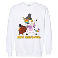 Funny Happy Thanksgiving Dabbing Turkey and Unicorn Garment-Dyed Sweatshirt