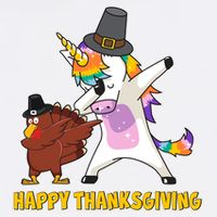 Funny Happy Thanksgiving Dabbing Turkey and Unicorn Garment-Dyed Sweatshirt