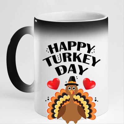 Funny Happy Turkey Day 11oz Black Color Changing Mug