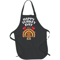 Funny Happy Turkey Day Full-Length Apron With Pockets