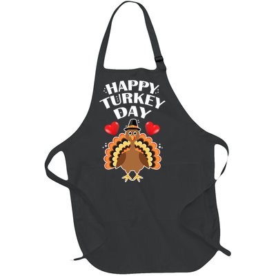 Funny Happy Turkey Day Full-Length Apron With Pockets