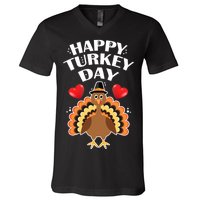 Funny Happy Turkey Day V-Neck T-Shirt