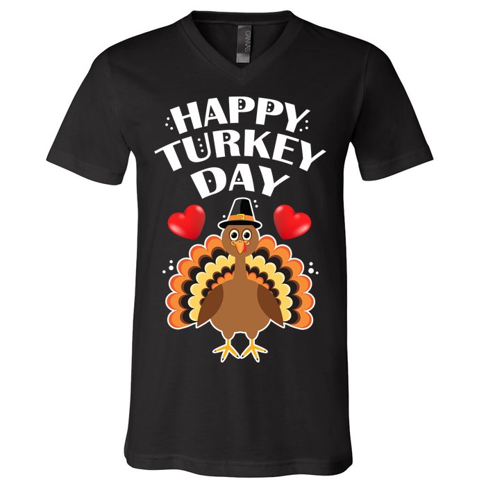 Funny Happy Turkey Day V-Neck T-Shirt