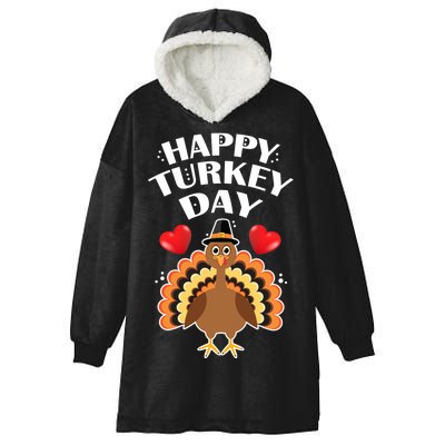 Funny Happy Turkey Day Hooded Wearable Blanket