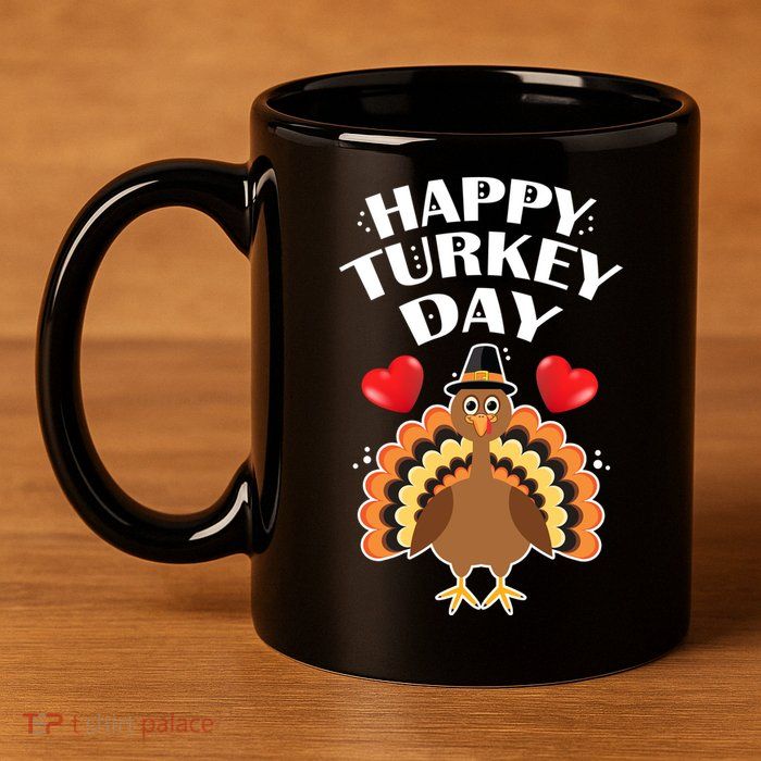 Funny Happy Turkey Day 11oz C Handle Ceramic Mug