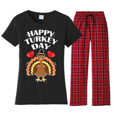 Funny Happy Turkey Day Women's Flannel Pajama Set