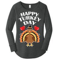 Funny Happy Turkey Day Women's Perfect Tri Tunic Long Sleeve Shirt