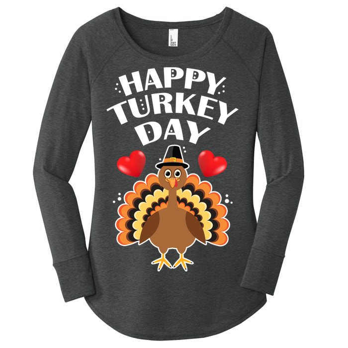 Funny Happy Turkey Day Women's Perfect Tri Tunic Long Sleeve Shirt