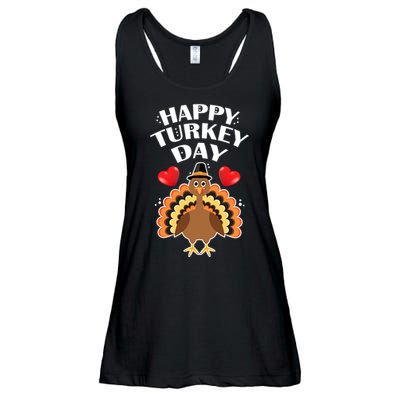 Funny Happy Turkey Day Ladies Essential Flowy Tank