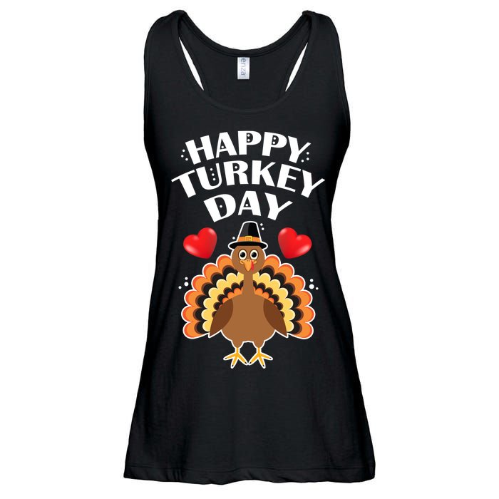 Funny Happy Turkey Day Ladies Essential Flowy Tank