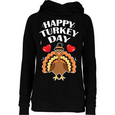 Funny Happy Turkey Day Womens Funnel Neck Pullover Hood