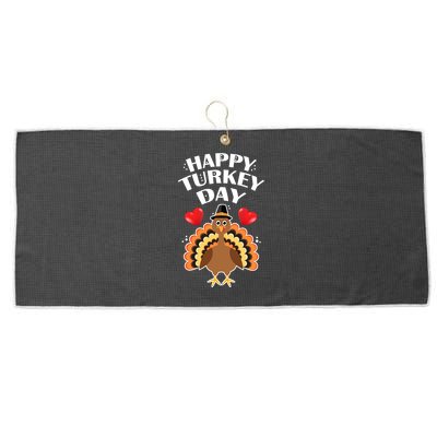 Funny Happy Turkey Day Large Microfiber Waffle Golf Towel