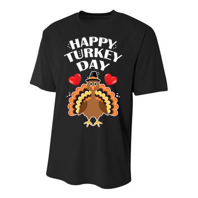 Funny Happy Turkey Day Youth Performance Sprint T-Shirt