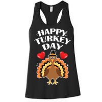 Funny Happy Turkey Day Women's Racerback Tank