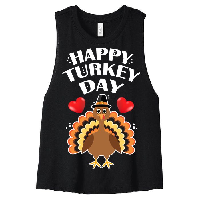 Funny Happy Turkey Day Women's Racerback Cropped Tank