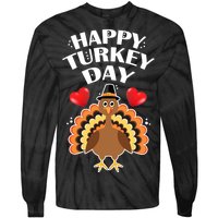 Funny Happy Turkey Day Tie-Dye Long Sleeve Shirt