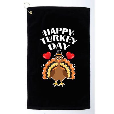 Funny Happy Turkey Day Platinum Collection Golf Towel