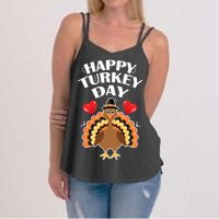 Funny Happy Turkey Day Women's Strappy Tank