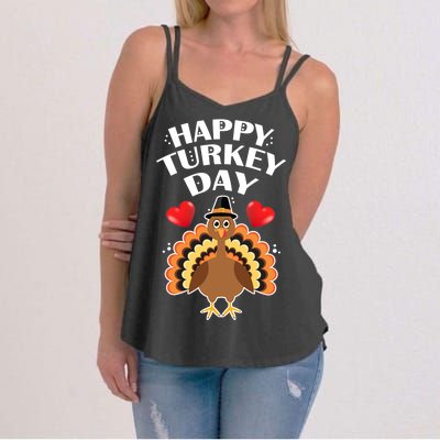 Funny Happy Turkey Day Women's Strappy Tank