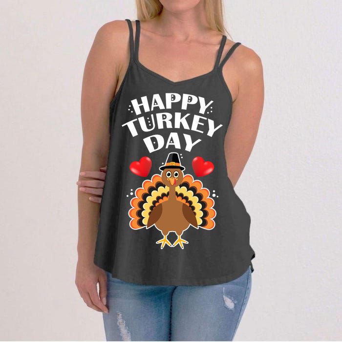 Funny Happy Turkey Day Women's Strappy Tank