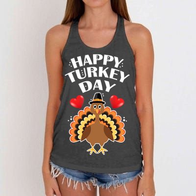 Funny Happy Turkey Day Women's Knotted Racerback Tank