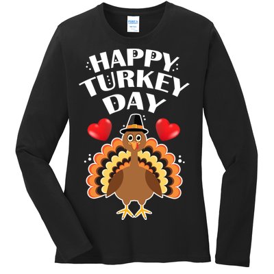 Funny Happy Turkey Day Ladies Long Sleeve Shirt