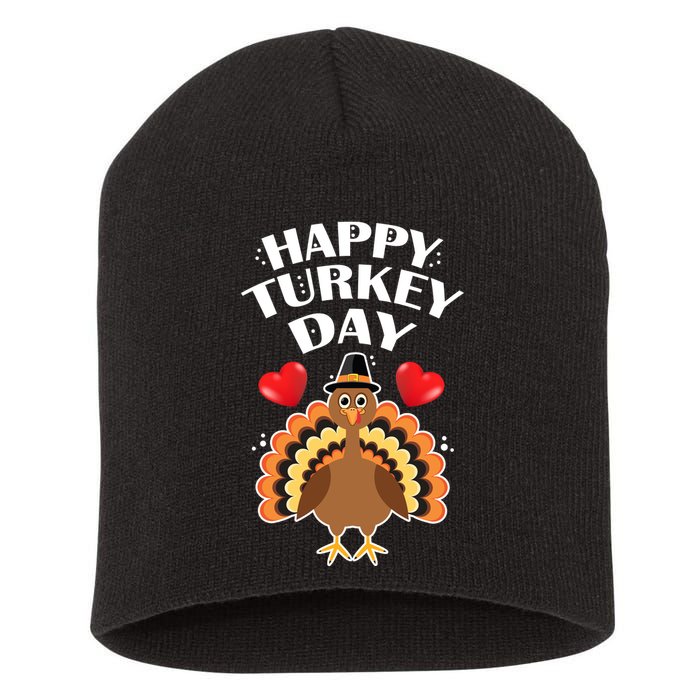 Funny Happy Turkey Day Short Acrylic Beanie