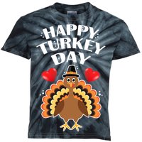 Funny Happy Turkey Day Kids Tie-Dye T-Shirt