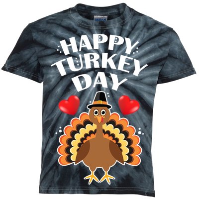 Funny Happy Turkey Day Kids Tie-Dye T-Shirt