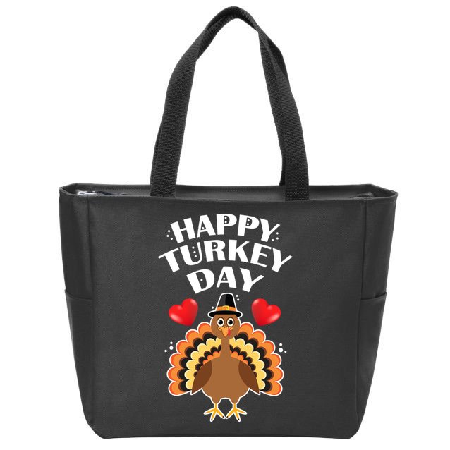 Funny Happy Turkey Day Zip Tote Bag