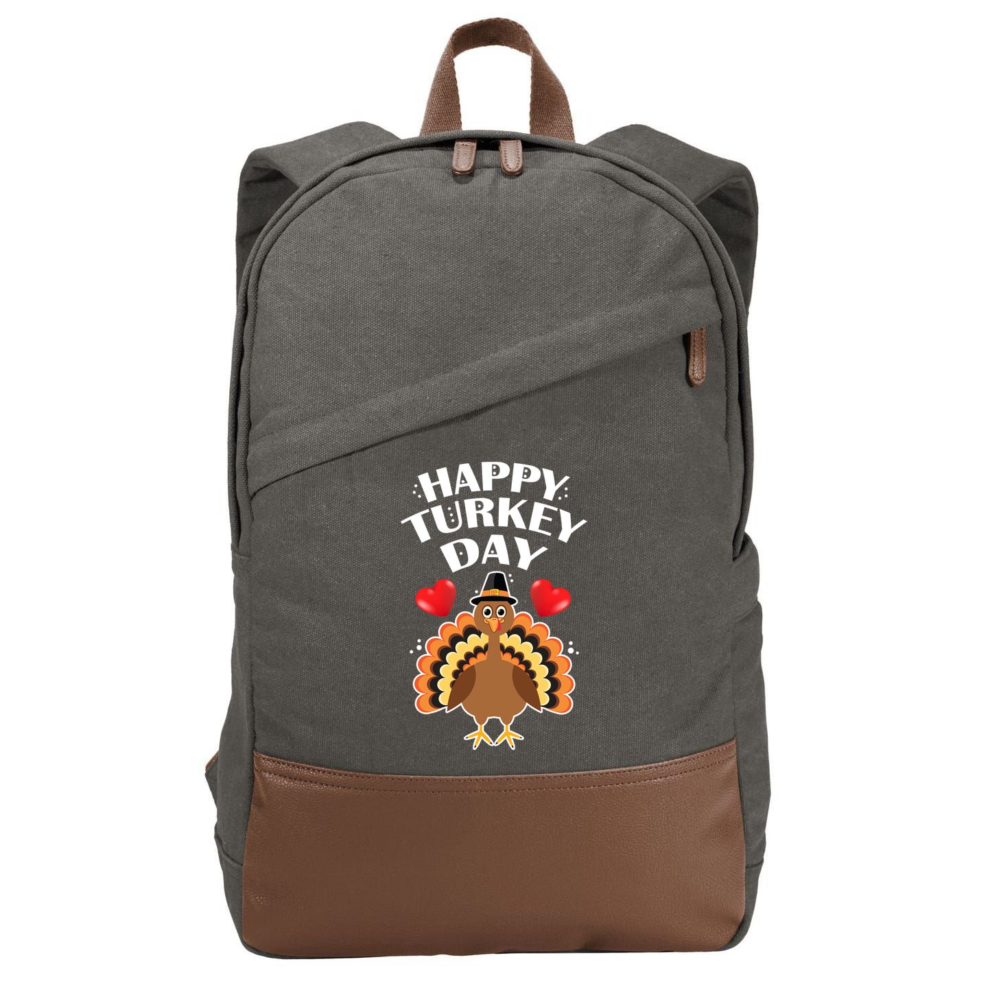 Funny Happy Turkey Day Cotton Canvas Backpack