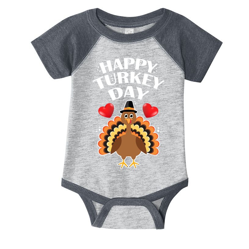 Funny Happy Turkey Day Infant Baby Jersey Bodysuit