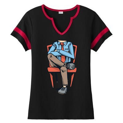 Funny Headless Man Ladies Halftime Notch Neck Tee