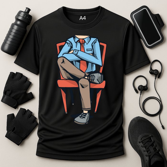 Funny Headless Man Cooling Performance Crew T-Shirt
